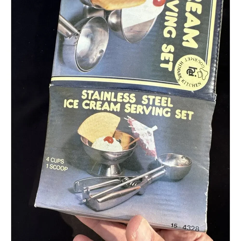 New VTG MidCentury Retro 5pc Ice Cream Stainless Steel Serving Set Nostalgia